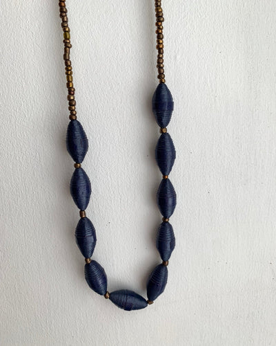 Cobalt blue glass beaded necklace and earrings set – Moon On Abbeygate